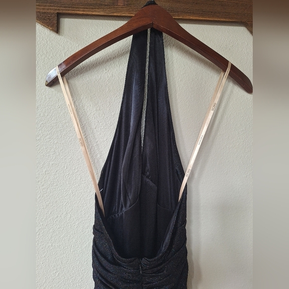 BCBG MAXAZRIA Womens Black Rainbow Sparkle Long Halter Dress. Size S - Picture 8 of 10